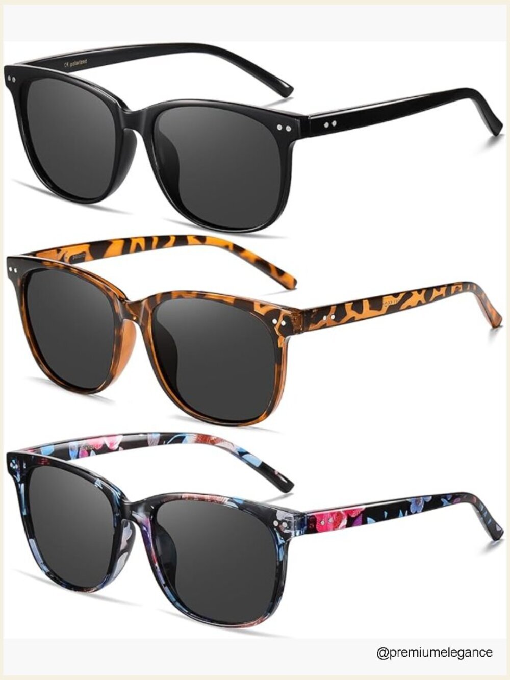 3 Pack Polarized Sunglasses Women Retro Round Big Frame UV400
